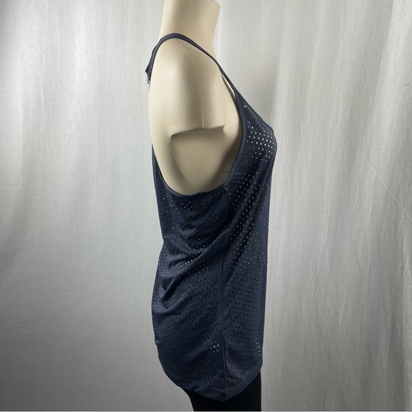 Lorna Jane Dark Grey v-Neck Racerback Triangle Laser Cut Pattern M - Picture 3 of 7